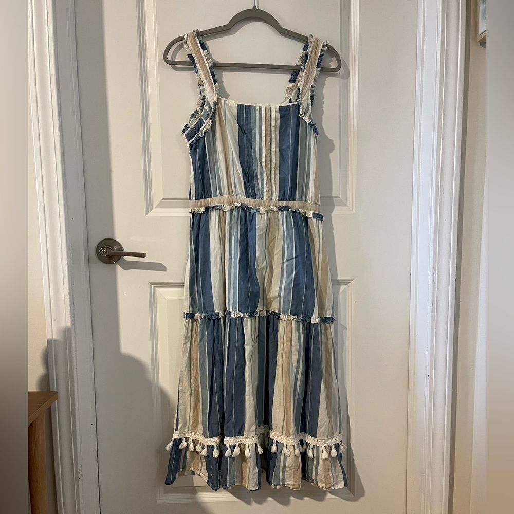 Cleobella Striped Midi Tassel Dress- Medium